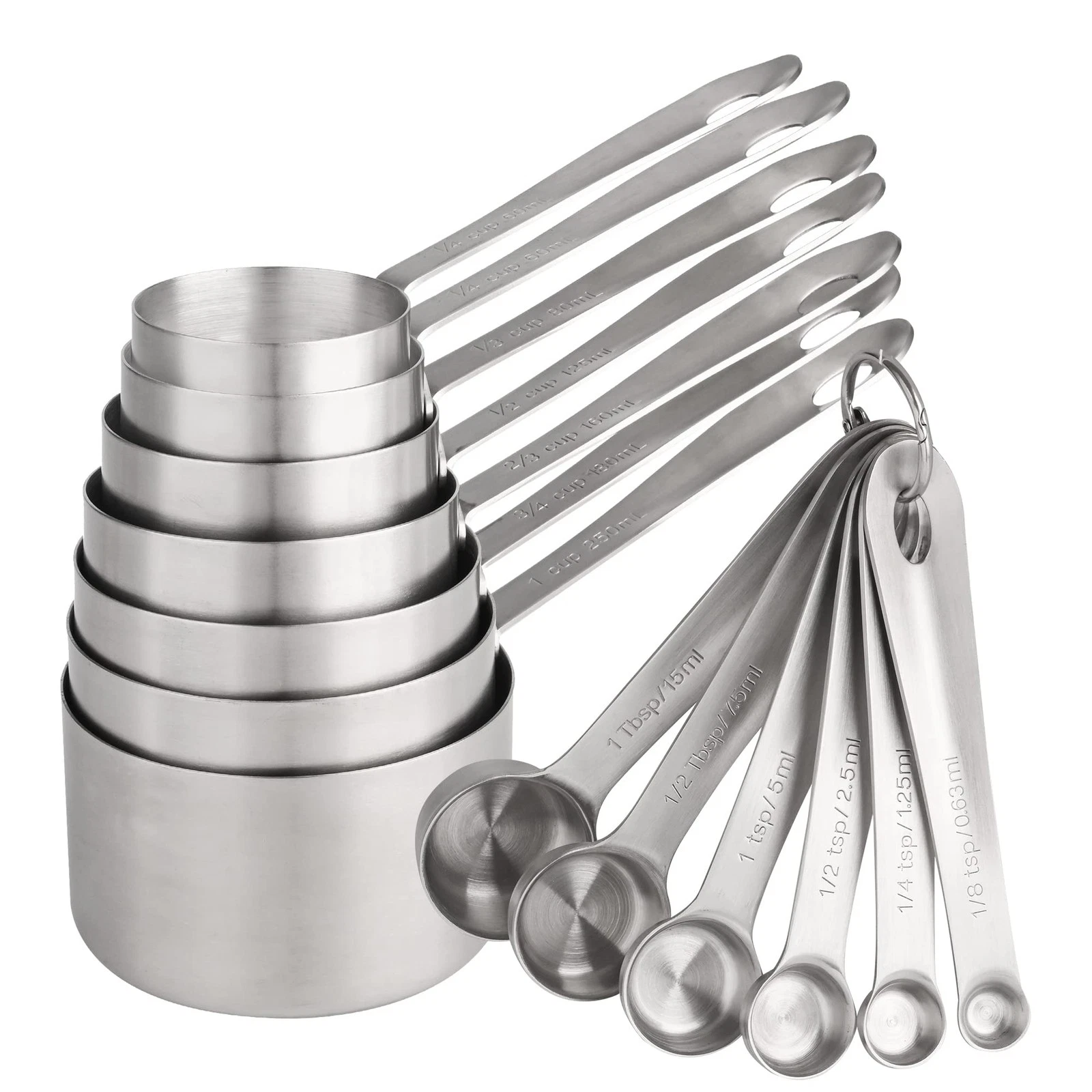 Measuring Cups and Spoons Set, 18/8 Stainless Steel Measuring Cups and Spoons...