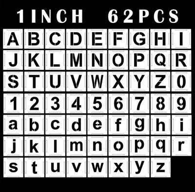 Mossdecal 62pcs Letter Stencils and Numbers 1 Inch, Small Reusable 1 inch 