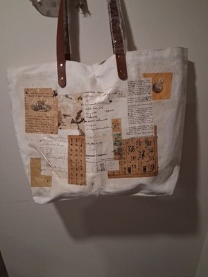 Hand Crafted Canvas Tote Bag 20''Wx14''Tx3''D