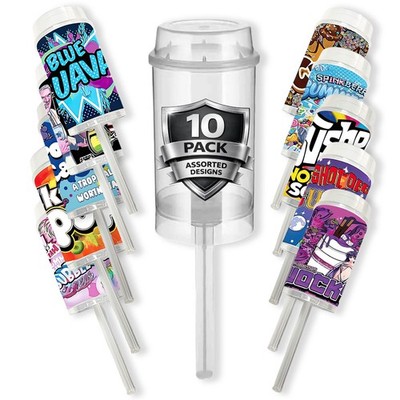 10 Pack 3.5g Push-Up Plastic Storage Containers Assorted Designs