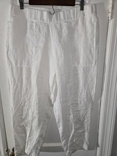 EILEEN FISHER 100 Linen Wide Leg Cropped Capri Pants Relaxed White Women's M