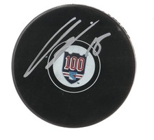 URHO VAAKANAINEN NEW YORK RANGERS 100 YEAR SIGNED AUTOGRAPHED LOGO PUCK WITH COA