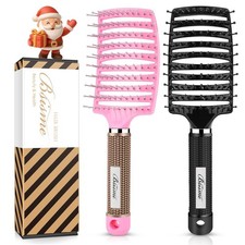 Hair Brush Set, Curved Vented Detangling Brushes for Large, Pink  Black