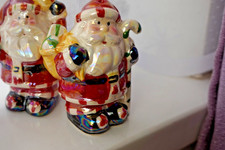 Set of two Santa salt pepper shakers jars Christmas gift Ceramic figurines