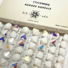 Swarovski Art. 5301 - 12mm Vintage ChalkWhite AB Bicone Crystal Beads 48pcs