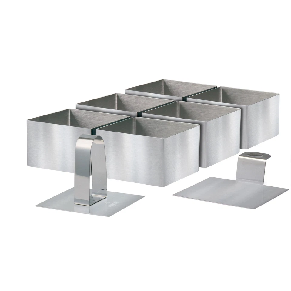 STONELINE Dessertringe Speiseringe Set 8 cm Eckig 8-teilig Edelstahl