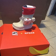 Crocs x Pringles Women's Mid-Calf Rain Boots US 10 Beige/Red Rubber Slip On