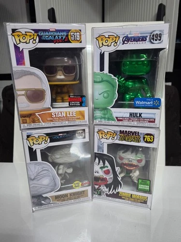 Lot of 4 Marvel Funko Pops (Stan Lee, Hulk, Moon Knight, Morbius)