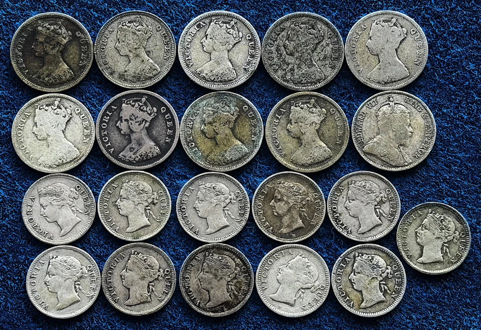 (21) .800 Silver Hong Kong 5c & 10c Coins 1886–1902 - Victoria/Edward VII - Q68 - Image 2 of 2