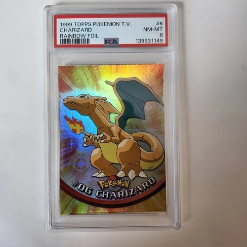 1999 Topps Pokemon TV #6 Charizard Foil Black Logo PSA 8