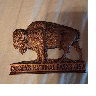 Canada National Parks 1937 Buffalo Bison Metal Pin Plaque Badge