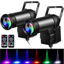 Pinspot Light 15W DMX 2 Pack, Czgor RGBW Disco Ball Lights with Remote Contro...