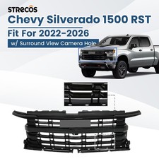 For 2022-2026 Chevy Silverado 1500 Rst Black Front Bumper Grille W Camera Hole