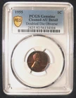 1955 LINCOLN WHEAT CENT PCGS GENUINE CLEANED-AU DETAILS DOUBLE DIE OBVERSE