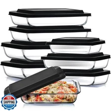 Nestl 8-Pack Glass Baking Dishes for Oven, Glass Food Storage Containers with