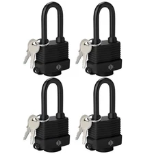 4-Pack Weather Resistant Padlocks – 40mm Laminated Steel, Chrome Plated with ...