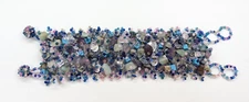 Multi Color Blue Purple Quartz Seed Bead Beaded Statement Bracelet 7" Boho