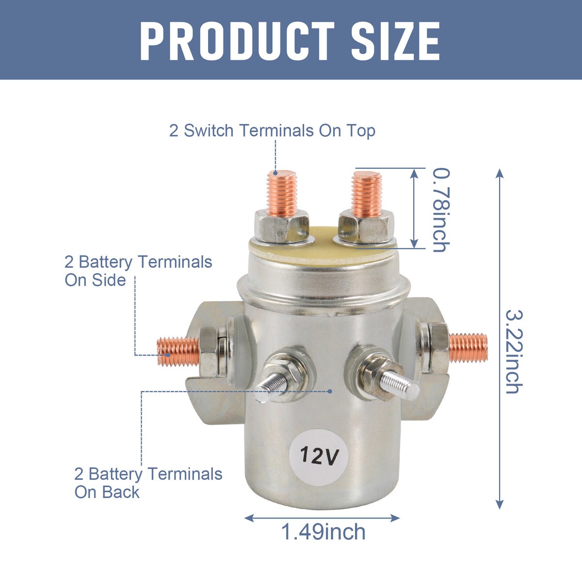 2 Relés Solenoides De Interruptor De Servicio Continuo De 12 V Y 6 Terminales Para Cabrestante - Foto 7