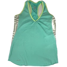 Nike Women Tank Top Dri-Fit V-neck Green Athletic Gym size Small