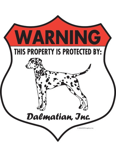 Warning! Dalmatian Property Protected - Beware Dog Aluminum Dog Sign - 7" x 8" - Picture 2 of 4