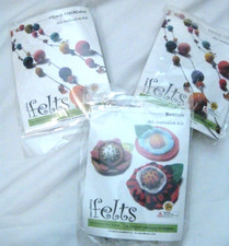 2 Hemp Necklace Kits 1 Brooch Kit - Handbehg Felts Wool - New