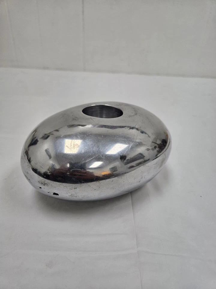 CANDELABRO VOTIVO MODERNISTA MODERNO MEDIADOS DE SIGLO cromado vintage en forma de huevo  Foto 2 de 4