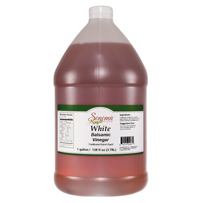 White Balsamic Vinegar Traditional Barrel Aged Bulk 1 Gallon / 3.8 Liter
