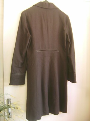 Manteau Long Lauren Vidal Marron Foncé – 63% Laine, Taille 40, Neuf Sans étiquettes