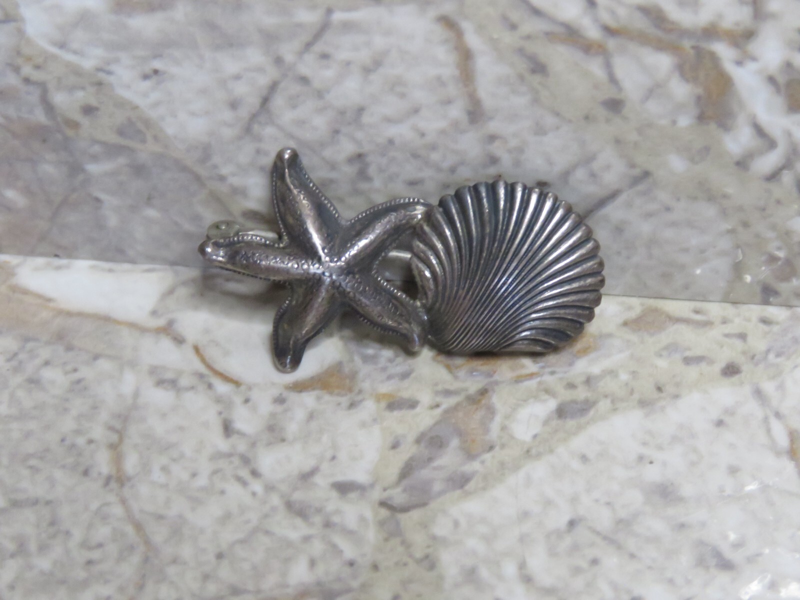 Beau Sterling Silver Signed Seashell Shell Starfi… - image 2