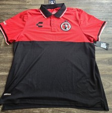 NUEVO CON ETIQUETAS Charly Club Tijuana Xolos Fútbol Polo Negro/Rojo Para Hombres Talla XL