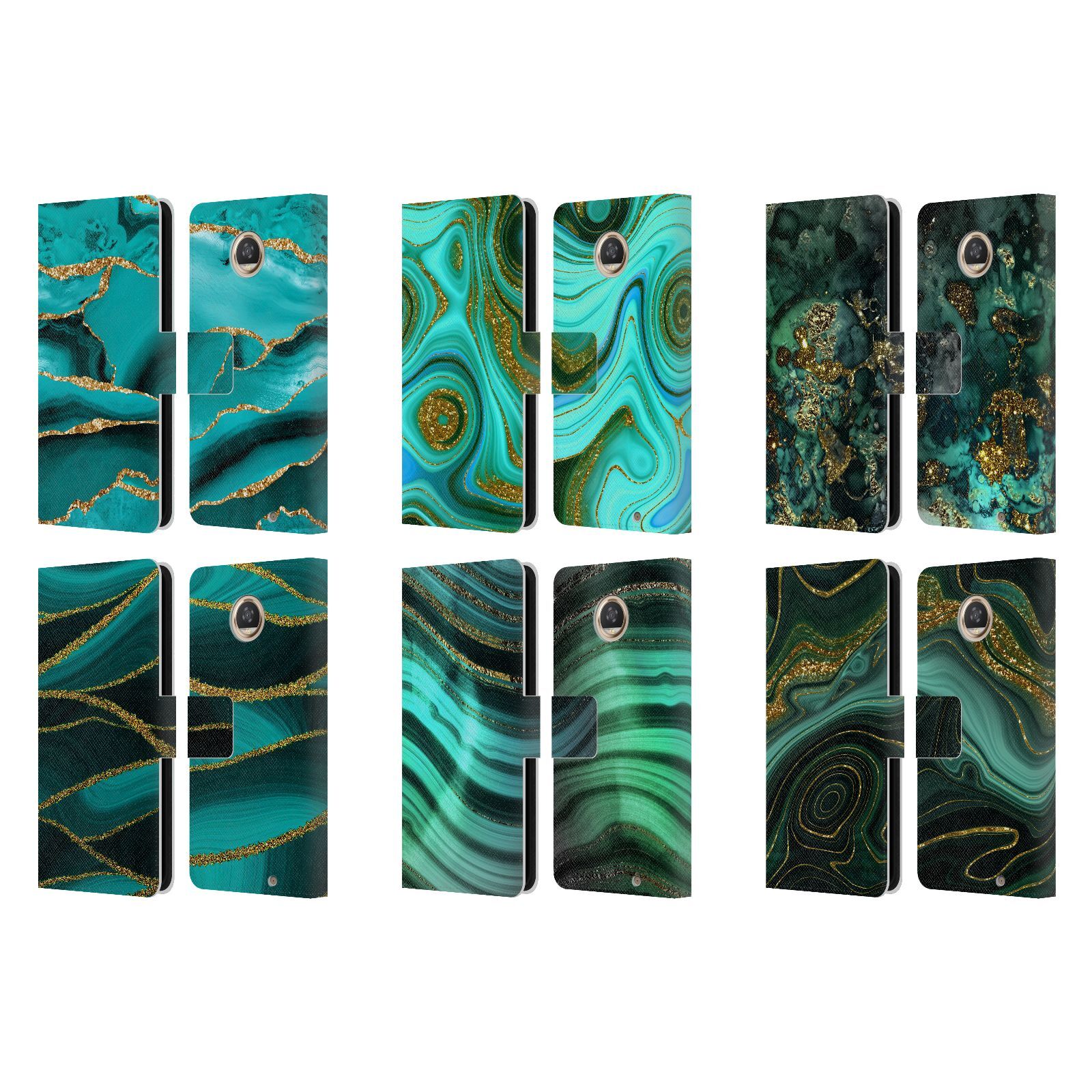 OFFICIAL UTART MALACHITE EMERALD LEATHER BOOK WALLET CASE FOR MOTOROLA PHONES