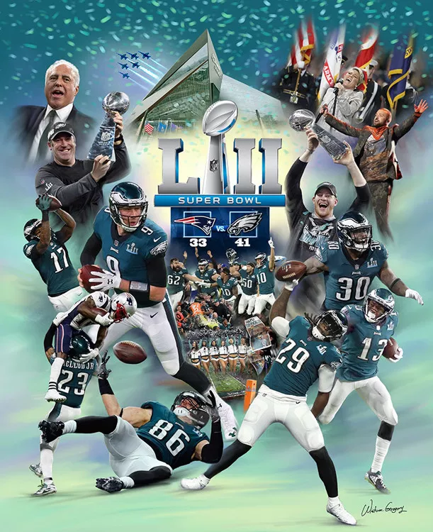Philadelphia Eagles THE EAGLE MOMENT Super Bowl LII Champs 20x24