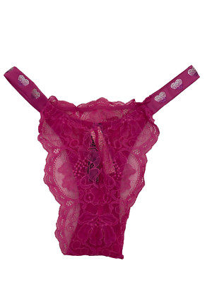 VICTORIA'S SECRET VERY SEXY SHINE STRAP LACE CHEEKY PINK HEARTS S/P - NWT