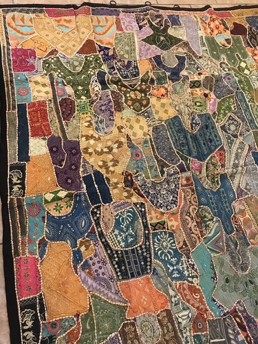 Vintage Tapestry Hand Embroidered Bohemian Patchwork Wall Hanging 96x77 - Picture 2 of 12