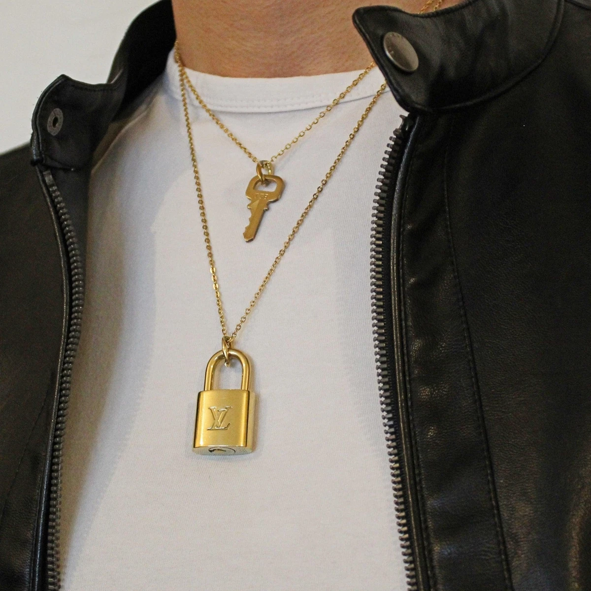 Louis Vuitton Padlock Necklace with Double Layer Chain For Him