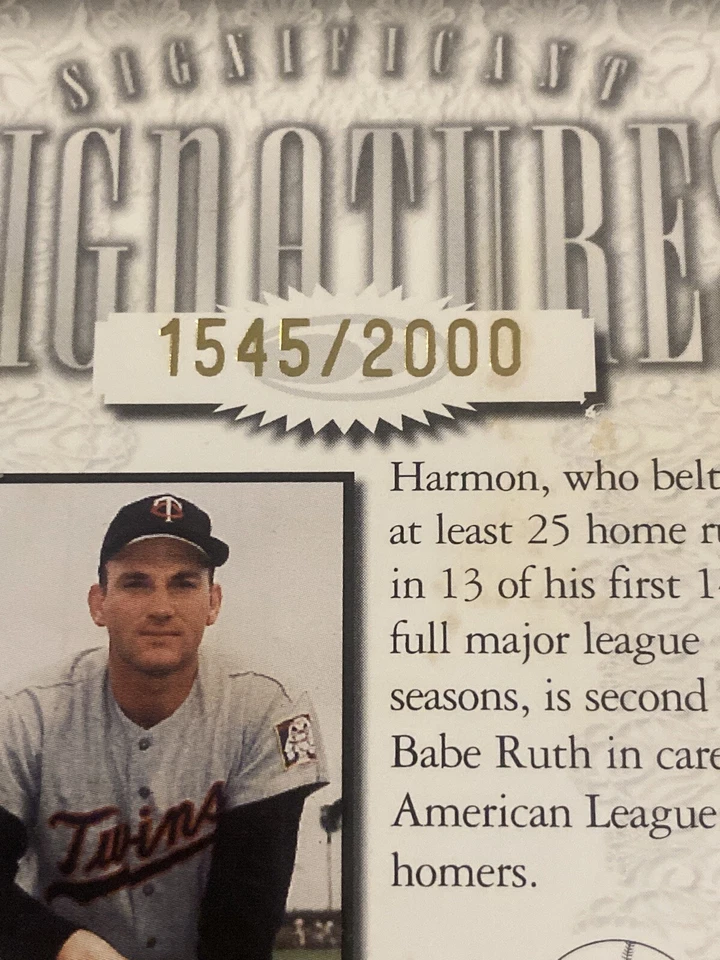 1998 DONRUSS SIGNIFICANT SIGNATURES HARMON KILLEBREW BLUE AUTOGRAPH ON CARD - Image 4 of 4