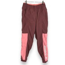 Reebok Joggers Track Pants Women Size Medium Pink Workout Athletic Elastic Waist