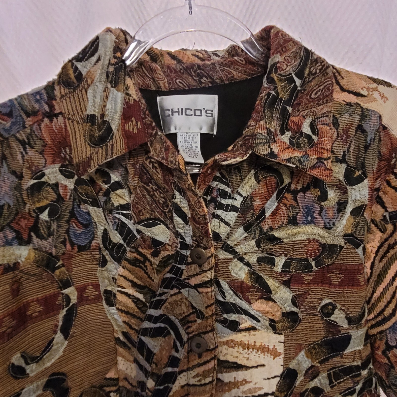 Chicos Tapestry Patchwork Fully Lined Long Sleeve… - image 2