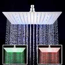 16 inch Square LED Rainfall Shower Head Ultra thin Top Sprayer Chrome Finish