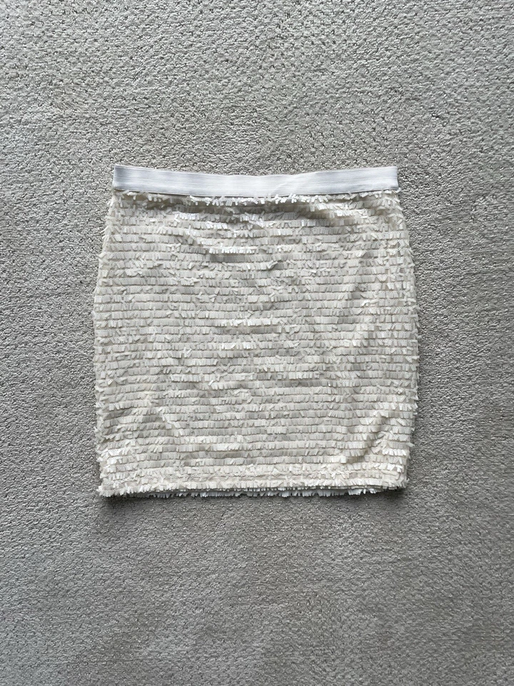 Joe Fresh Skirt Womens Size XS Ivory Sequins Elastic Waist Skirt W/ Lining New - Image 2 of 3