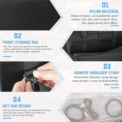 Travel Gig Band Cable File Bag With Detachable Dividers,DJ Cord Organizer Case - Picture 6 of 7