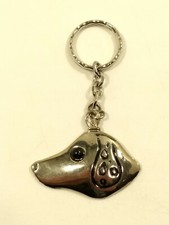 Vintage Metal Dog Puppy Face Keychain Quality Mint NOS NEW Doggy Keychain