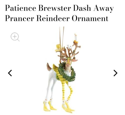 BNIB Patience Brewster Dash Away Prancer 20cm Reindeer Ornament MacKenzie *crack - Picture 1 of 12