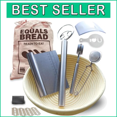 Modern 10-Inch Rattan Bread Proofing Basket with Essential Baking Accessories