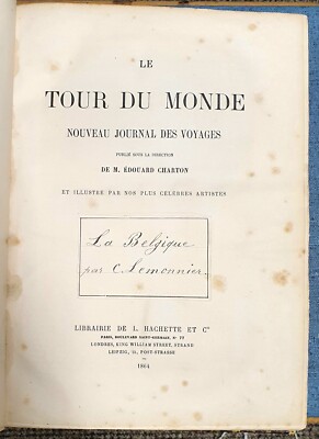 1864 Le Tour Du Monde La Belgique France French Illustrated Antique Book