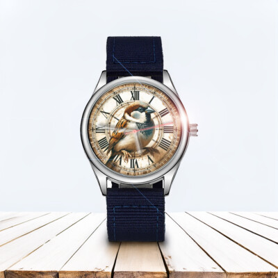 Sparrow Bird Beautiful Art #1 Trendige Unisex 38 mm Zifferblatt Armbanduhr