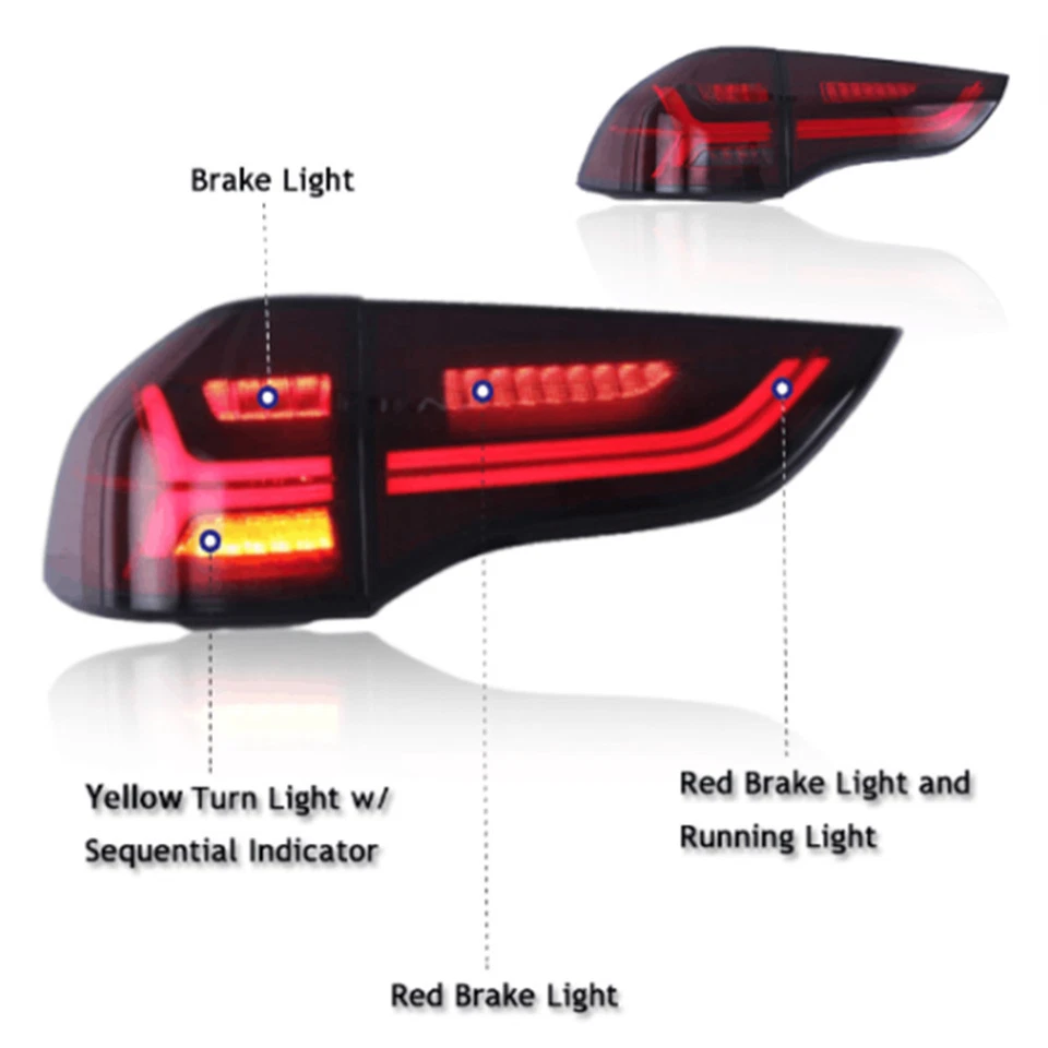 Par de lâmpadas traseiras de LED vermelhas para 2009-2014 Mitsubishi Montero Sport Smoke - Imagem 2 de 4