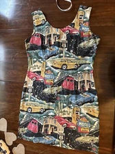 Vintage Paradise Found Honolulu Hawaii Route 66 Dress Size Large