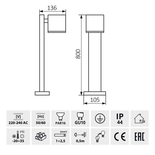 LED Gartenleuchte anthrazit Wandleuchte Pollerleuchte Wegeleuchte außen GU10 E27 - Bild 21 von 38