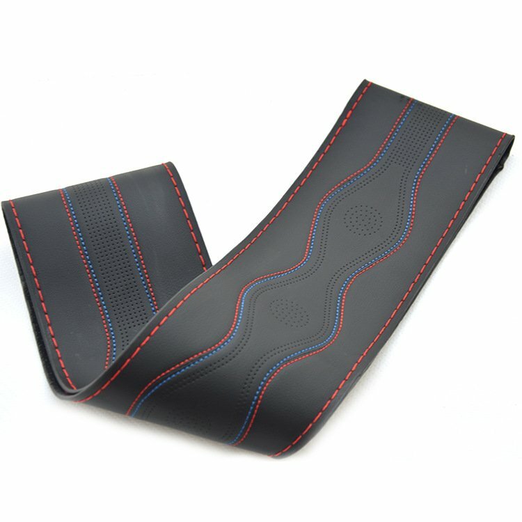 Buy Wholesale DIY Weaving Leather Car Steering Wheel Covers Hand Stitched Knitted Universal 38cm Red